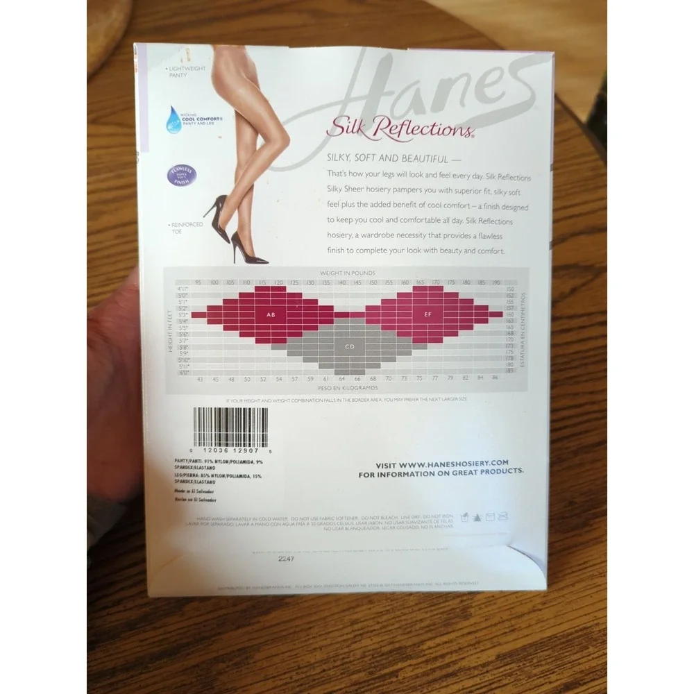 Vintage New Hanes Silk Reflections Silky Sheer Pantyhose‎ Size AB Jet Black